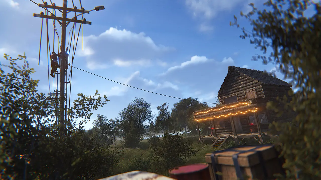 New overhead power lines connecting Rust's monuments in the August 2026 Power Trip update